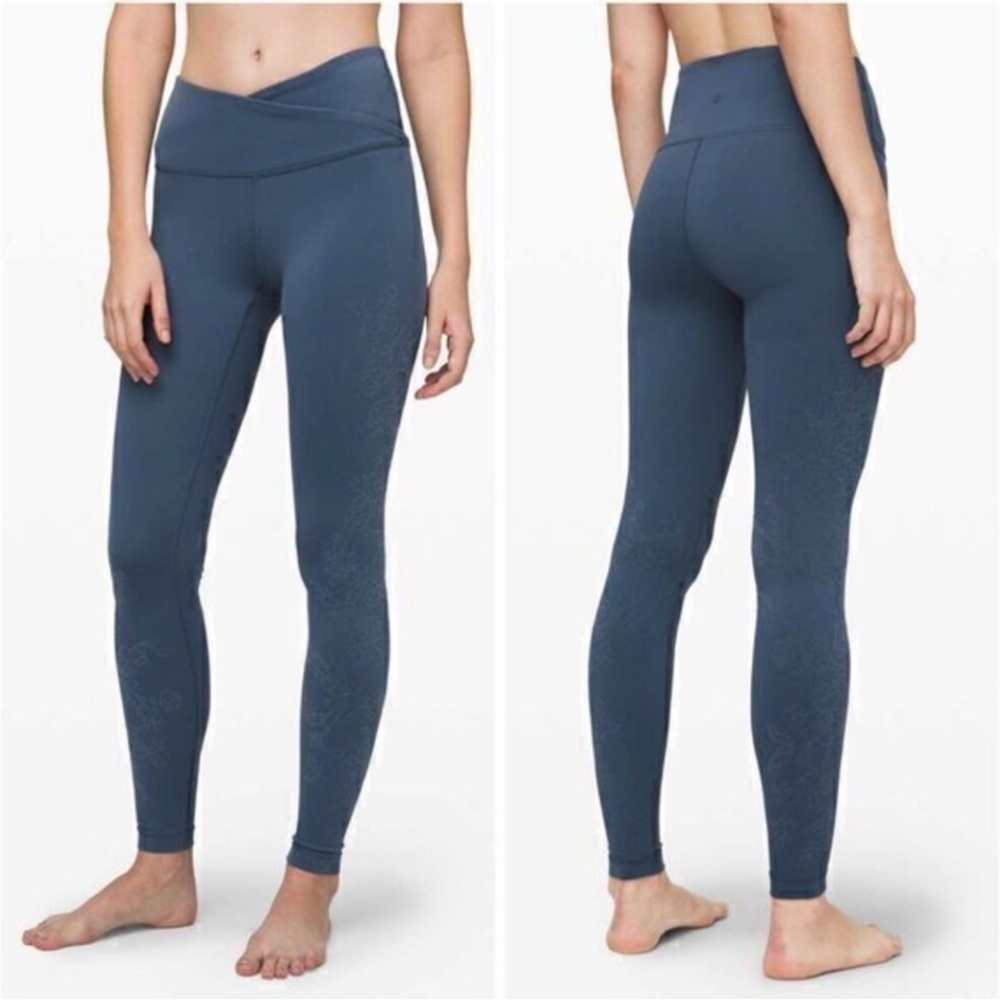 Lululemon Always On High-Rise Tight 28"*Flocked‎ Everlux Code Blue Size 2